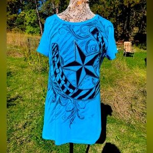 Sparkling Lucky Horse Shoe Western T-Shirt by Katydid. Size XL
